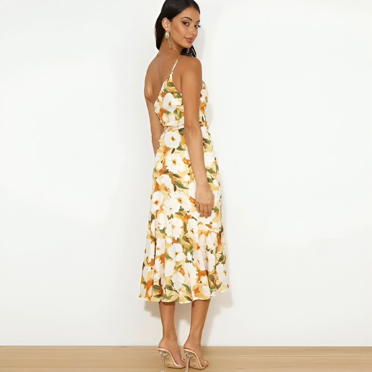 Vestido Midi Floral Ombro Único Valentina - Lunna Glow