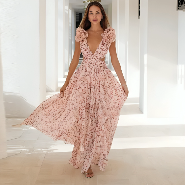 Vestido Floral com Fenda Arabella - Lunna Glow