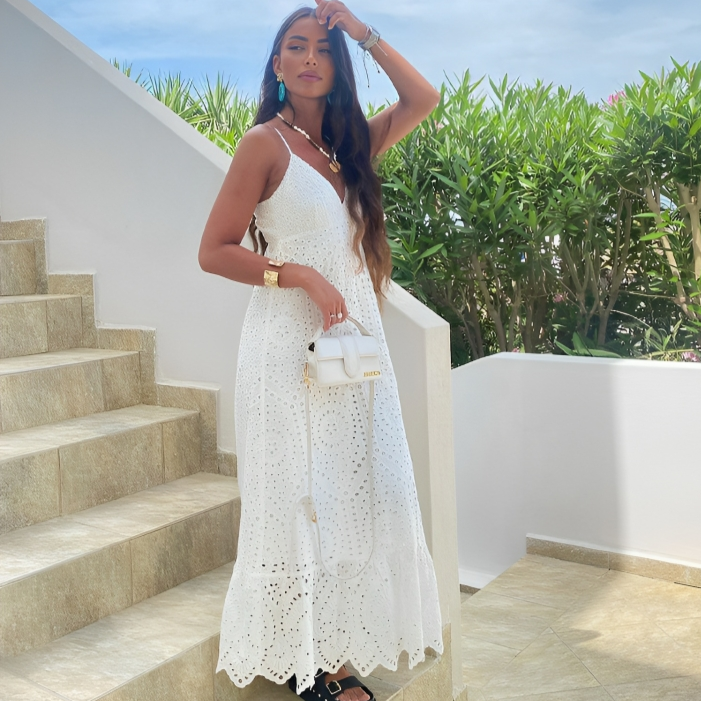 Vestido Branco com Decote em V Isadora - Lunna Glow