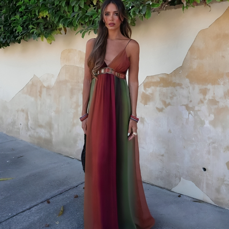 Vestido Longo Gradiente com Pedras Boho - Lunna Glow