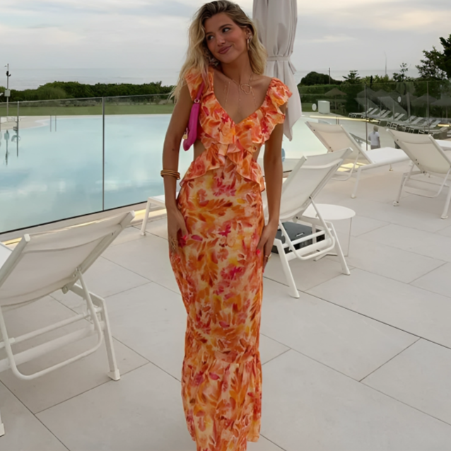 Vestido com Babado Estampado Antonietta - Lunna Glow