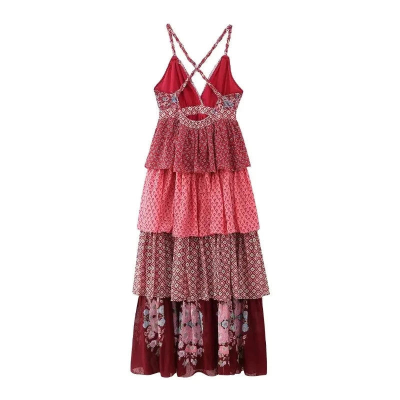 Vestido Longo Estampado Patchwork Bruna - Lunna Glow