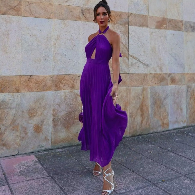 Vestido Midi Plissado Anastella - Lunna Glow