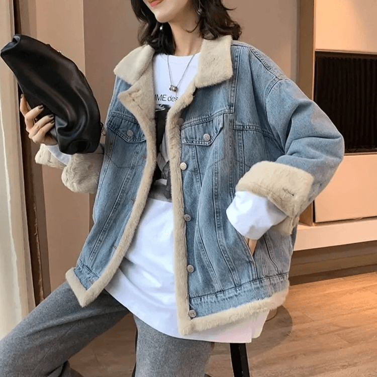 Jaqueta Jeans Oversized Peluciada Lunna - Lunna Glow