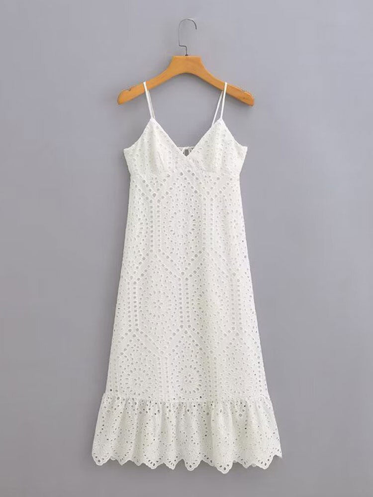 Vestido Branco com Decote em V Isadora - Lunna Glow